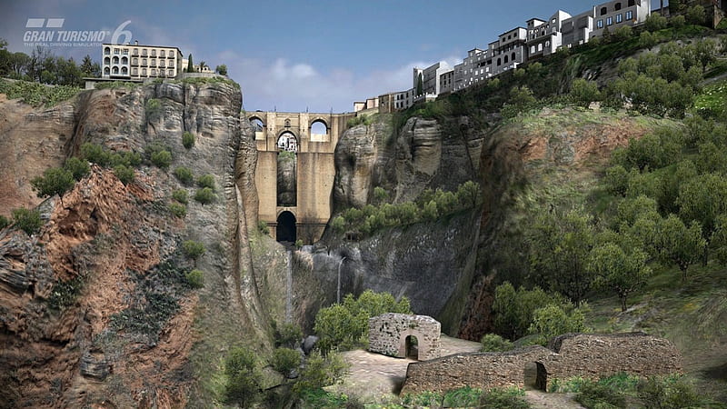 The Grand Scale of Ronda, architecture, bedrock, rock, travel, bridges, Spain, ravine, panorama, cliffside, city, cliff, Ronda, HD wallpaper
