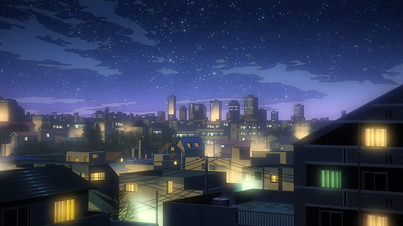 HD wallpaper city skyline illustration night the city lights rain  anime  Wallpaper Flare