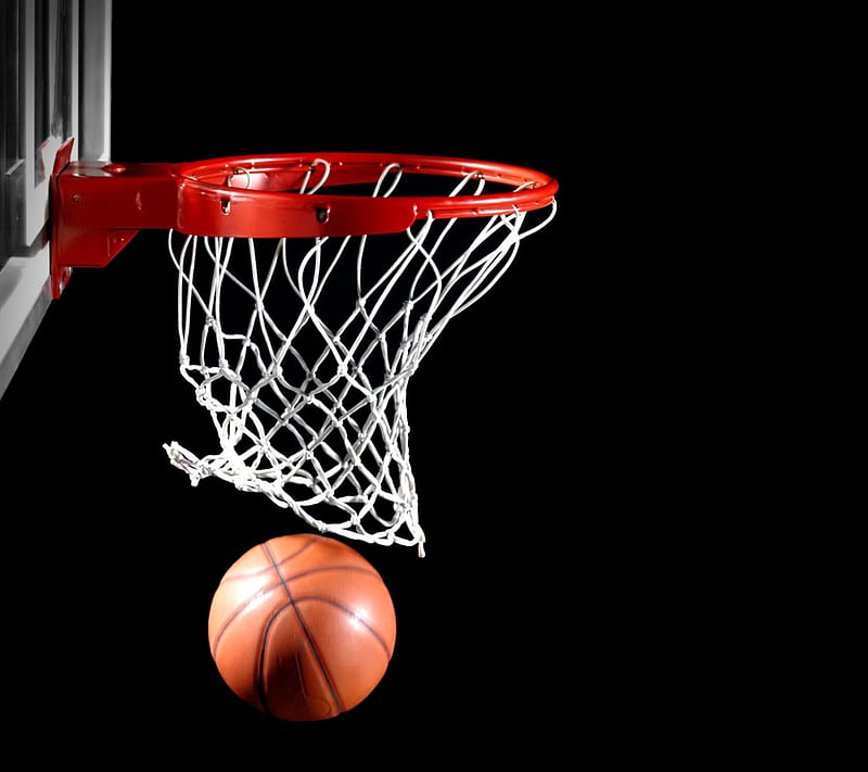 Hoop, ball, basketball, sport, HD wallpaper