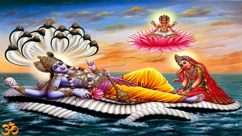 Lord Vishnu-Ananta, caring, hinduism, devotee, loving, god, HD wallpaper