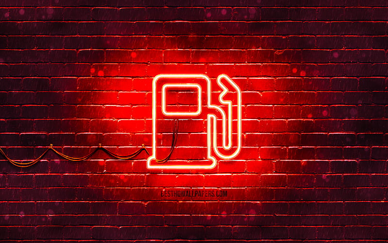 Fuel dispenser neon icon red background, neon symbols, Fuel dispenser, neon icons, Fuel dispenser sign, transport signs, Fuel dispenser icon, transport icons, HD wallpaper