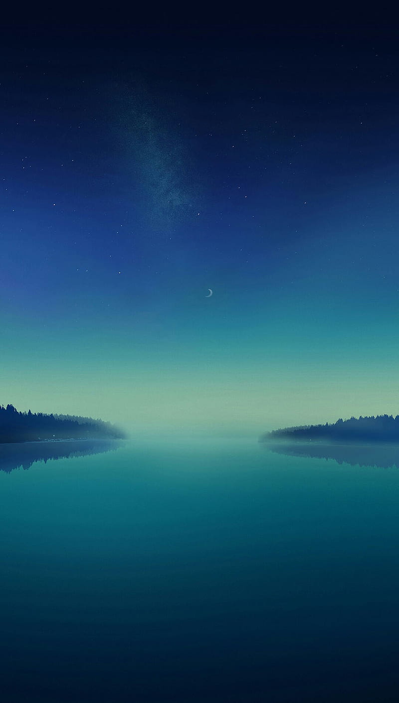 Horizon, blue, cool, moon, HD phone wallpaper