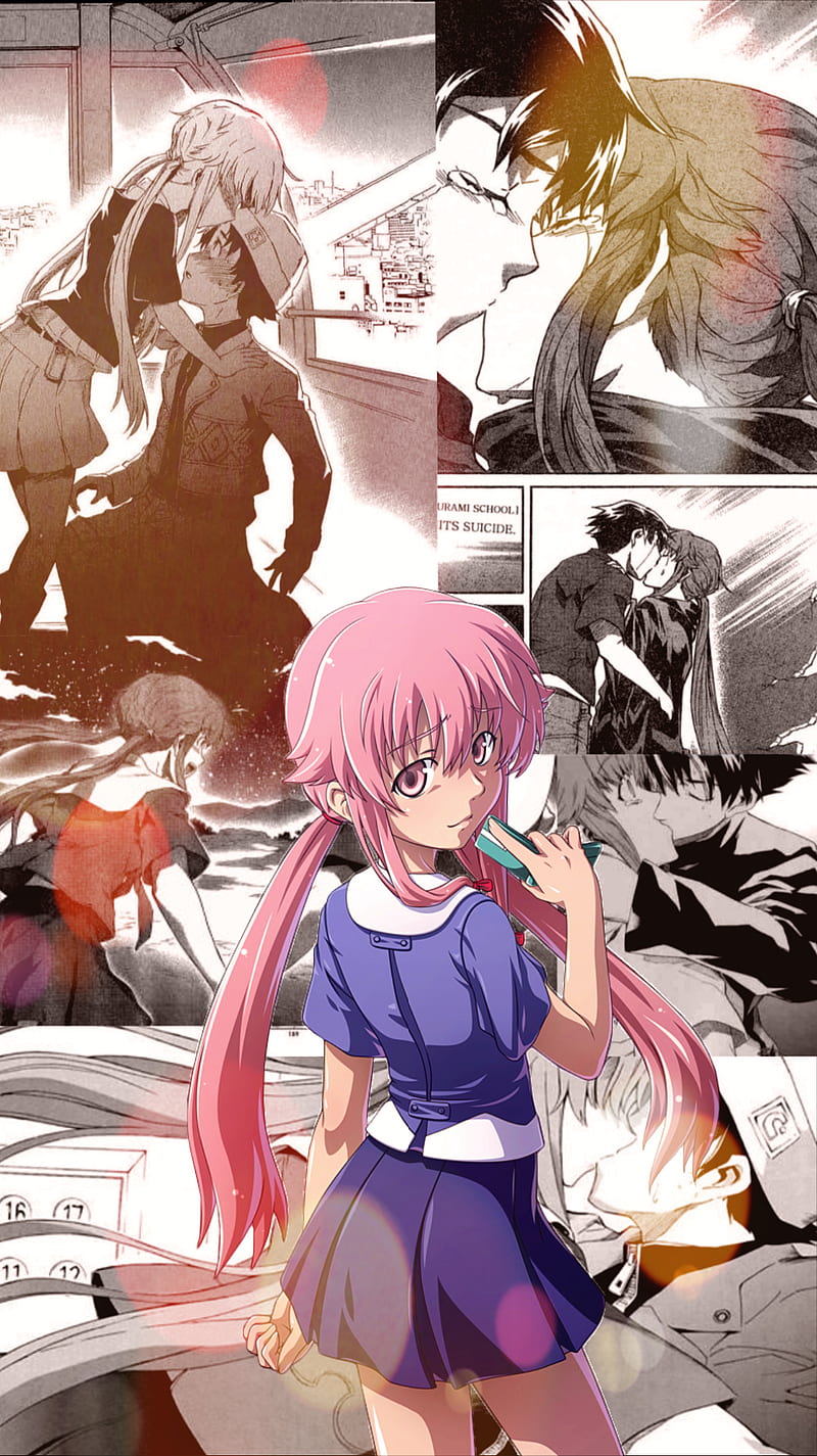 HD wallpaper: female anime character, Mirai Nikki, Gasai Yuno