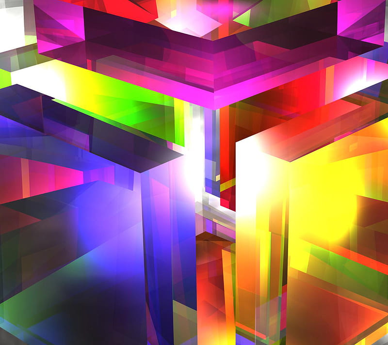 Glass Cube, 3d, abstract, cube, glass, HD wallpaper