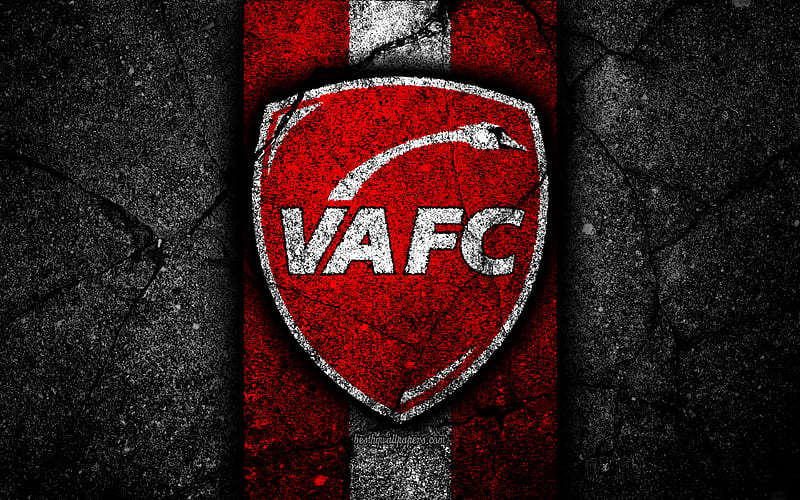 Valenciennes FC, logo, Ligue 2, football, black stone, France, soccer, football club, Liga 2, Valenciennes, asphalt texture, french football club, FC Valenciennes, HD wallpaper