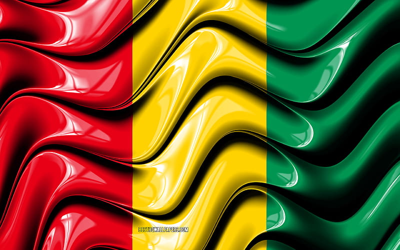 Guinean flag Africa, national symbols, Flag of Guinea, 3D art, Guinea, African countries, Guinea 3D flag, HD wallpaper