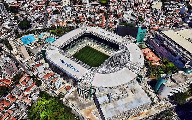 Allianz Parque, brazilian stadium, Palmeiras Stadium, aerial view, Sao Paulo, soccer, Palestra Italia Arena, football stadium, Palmeiras arena, Brazil, SE Palmeiras, HD wallpaper