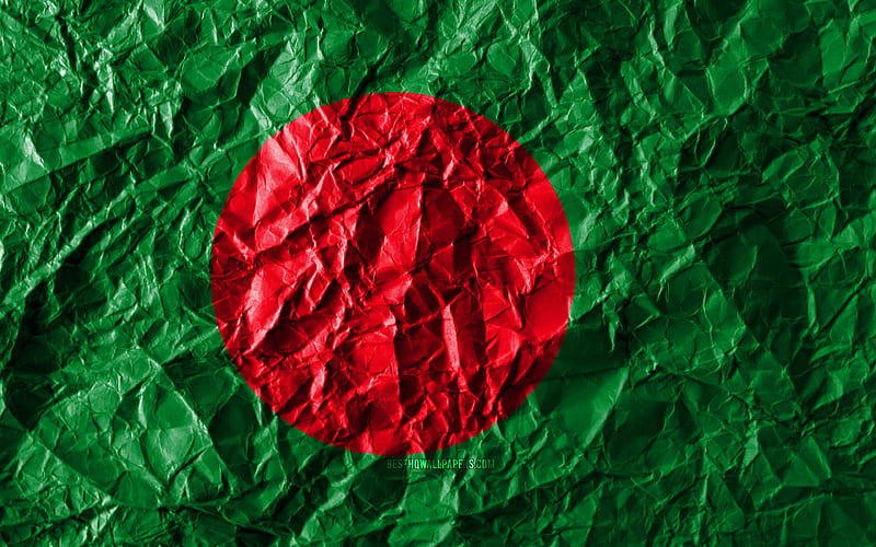 Bangladesh flag crumpled paper, Asian countries, creative, Flag of Bangladesh, national symbols, Asia, Bangladesh 3D flag, Bangladesh, HD wallpaper