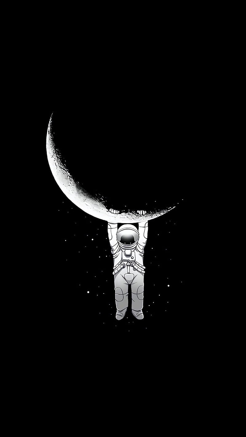 Dark Space , dark space, moon, astronaut, HD phone wallpaper