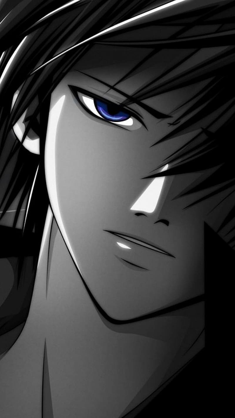 Anime Boy With Blue Eyes, anime boy, blue, eyes, animation, black, japan, HD phone wallpaper
