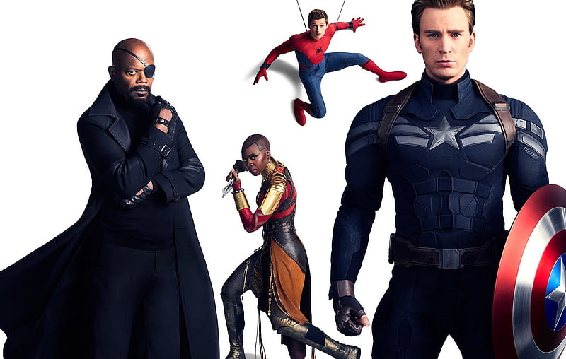 Avengers Infinity War Captain America Spiderman Nick Fury, avengers-infinity-war, captain-america, spiderman, nick-fury, 2018-movies, movies, HD wallpaper