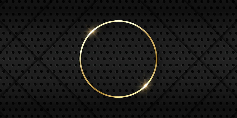 Abstract Black Metallic with Gold Ring and Lines. Metal Dark Black Background Perforated by Dots. Glow Circle on Steel Metal Backdrop. Abstract Modern Design. Vector Illustration. 5725363 Vector Art at Vecteezy, HD wallpaper