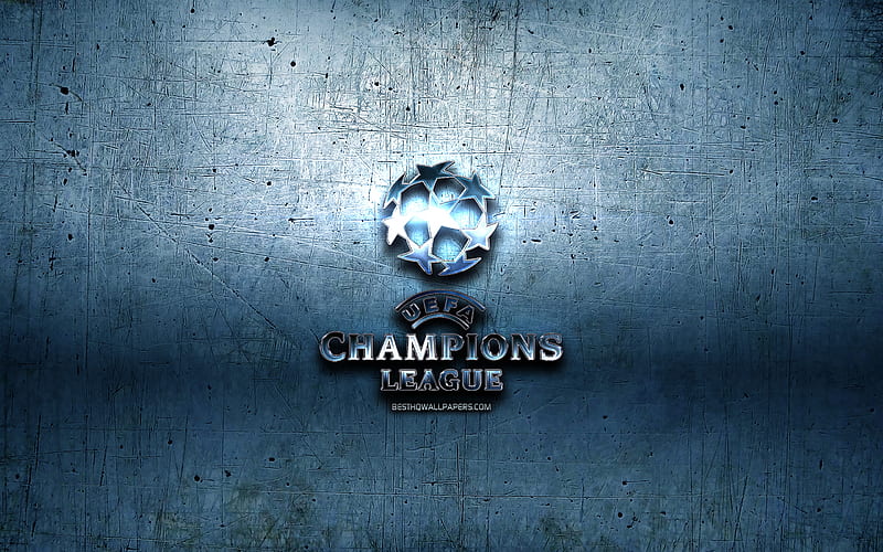 UEFA Champions League metal logo, blue metal background, UEFA Champions  League, HD wallpaper | Peakpx