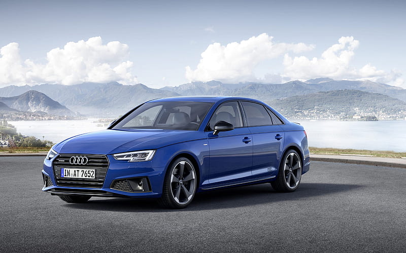 Audi A4 Sedan, perking, 2019 cars, german cars, Audi A4, blue a4, Audi, HD wallpaper