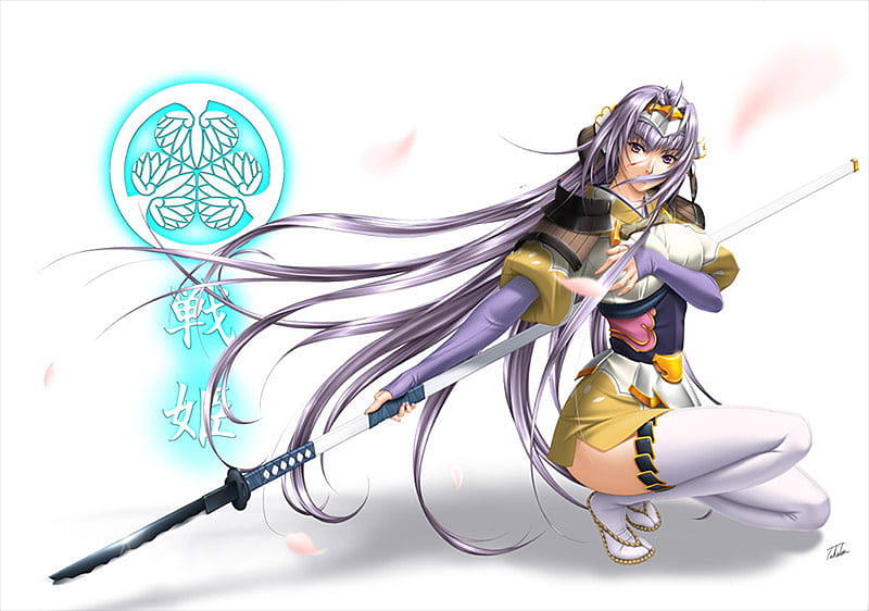 Anime girl, warrior, white, sword, lancer, HD wallpaper | Peakpx