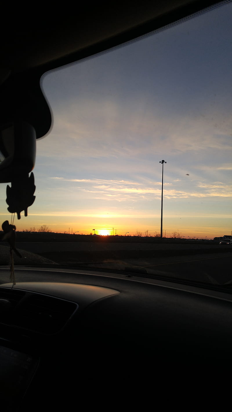Quiet Drive, car, sky, sunset, window, HD phone wallpaper