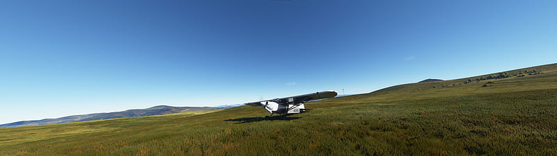 microsoft flight simulator, aircraft, field, game landscape, clear sky, Games, HD wallpaper