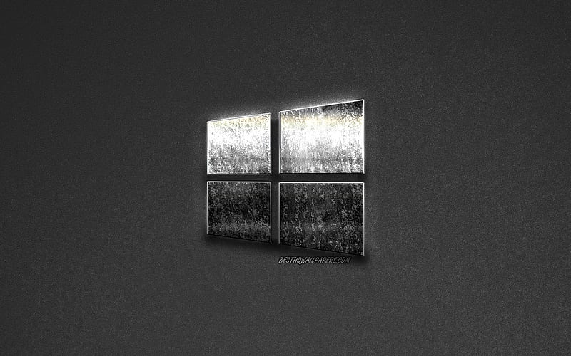 Windows 10 logo, gray stone background, creative art, steel logo, Windows 10, operating system, Windows, HD wallpaper