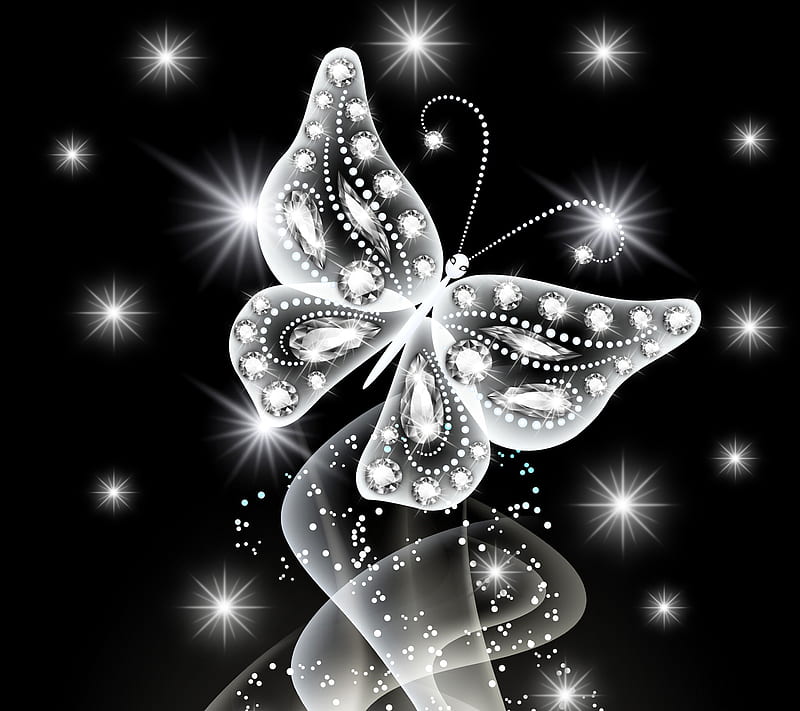 Diamond Butterfly, black, galaxy, samsung, HD wallpaper
