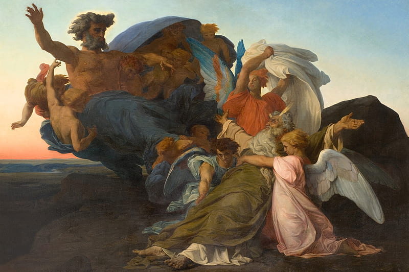 The death of Moses, angel, art, death, painting, moses, pictura, alexandre cabanel, HD wallpaper
