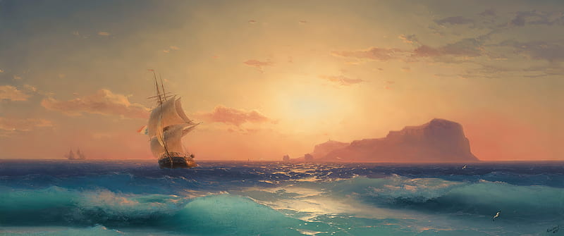 Vehicles, Sailing Ship, Artistic, Ocean, HD wallpaper