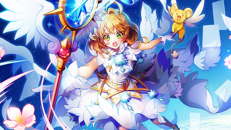 keroberos, sakura, captor, card, HD wallpaper