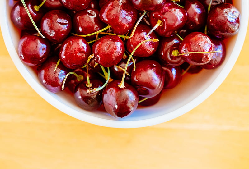 cherry, berries, bowl, food, HD wallpaper