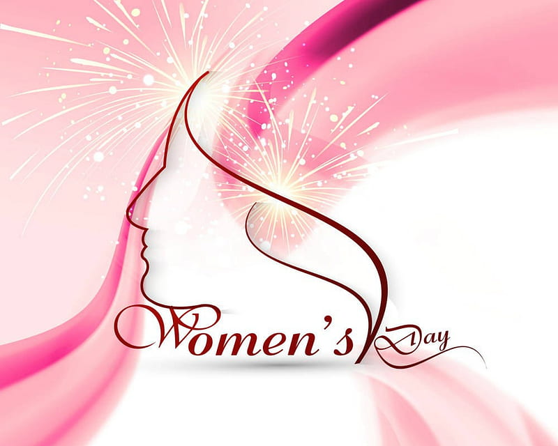 Happy Woman's Day, art, holiday, words, woman, pink, HD wallpaper