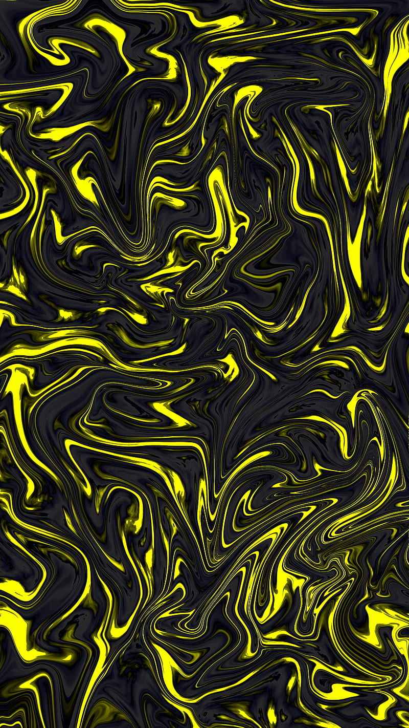 Yellow lava flow, abstract, black, colorful, liquid, magma, mix, rubber, HD phone wallpaper