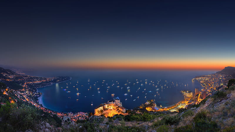 Monaco , monaco, world, beautiful-places, graphy, night, sunset, HD wallpaper