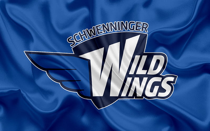 Schwenninger Wild Wings German hockey club, logo, emblem, hockey, Deutsche Eishockey Liga, Villingen-Schwenningen, Germany, silk flag, German hockey championship, HD wallpaper