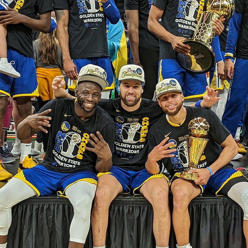 Golden State Warriors Champions Stephen Curry, Klay Thompson and Draymond Green 2022, HD phone wallpaper