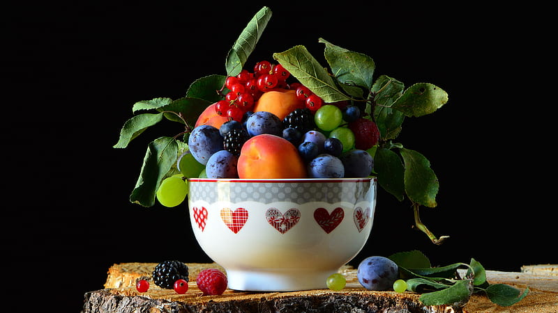 Food, Still Life, Blackberry, Blueberry, Currants, Grapes, Nectarine, Plum, Raspberry, HD wallpaper