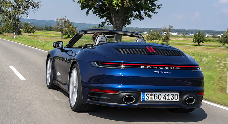 K Free Download Porsche Carrera Cabriolet Color Gentian Blue Metallic Rear