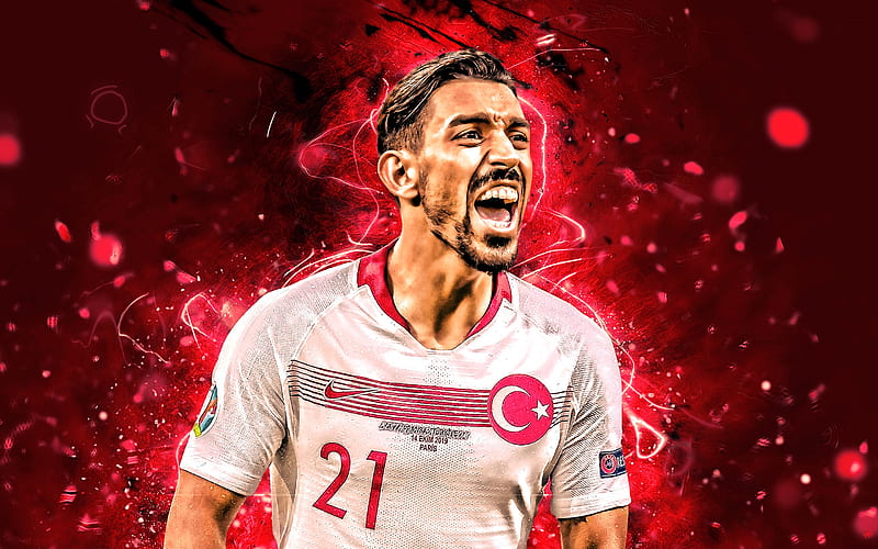 Irfan Can Kahveci, 2019, Turkey National Team, soccer, footballers, Irfan Kahveci, abstract art, neon lights, Turkish football team, HD wallpaper