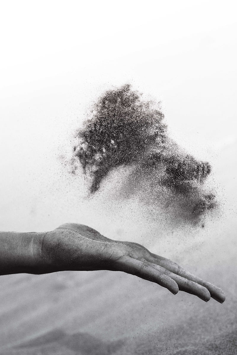 grayscaled graphy of person's hand spreading sand, HD phone wallpaper