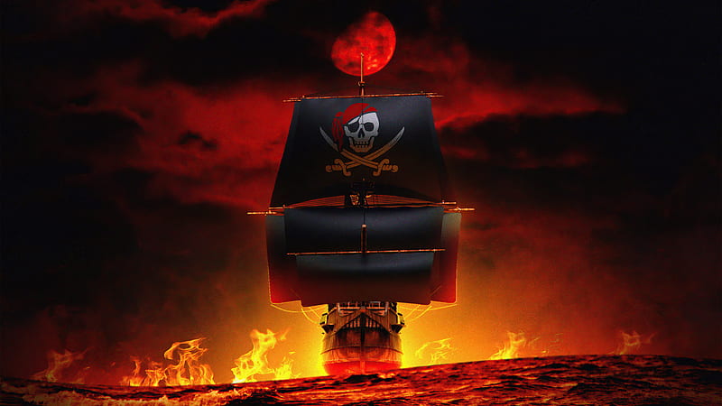 Pirate Boat Sailing, pirate, boat, artist, artwork, digital-art, HD wallpaper