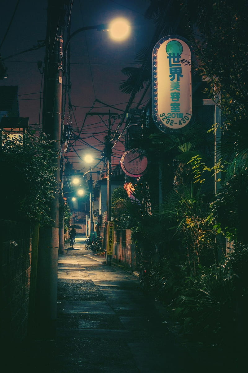 night, street, depth of field, lights, city, cityscape, HD phone wallpaper