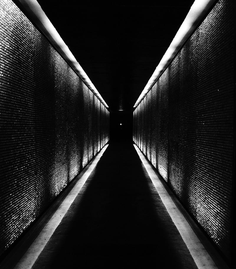 tunnel, building, bw, perspective, HD phone wallpaper