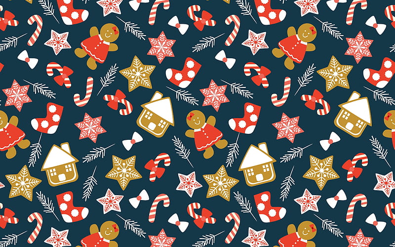 Texture, house, cookie, craciun, christmas, paper, star, candy, pattern, gingerbread, HD wallpaper