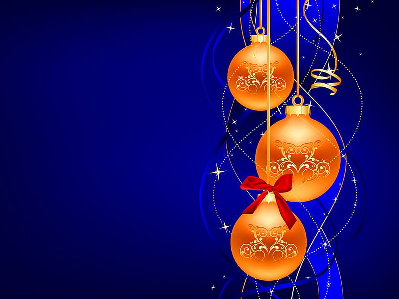 Christmas balls, merry, balls, christmas, holiday, orange, new year, light, HD wallpaper