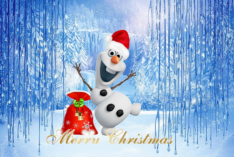 merry christmas, frozen, gift, happy, snowman olaf, winter, xmas, HD wallpaper