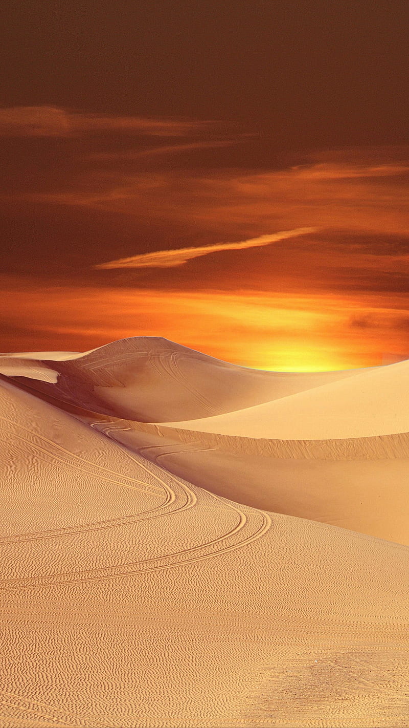 Desert Sunset, desert, dunes, nature, sahara, sunset, HD phone wallpaper