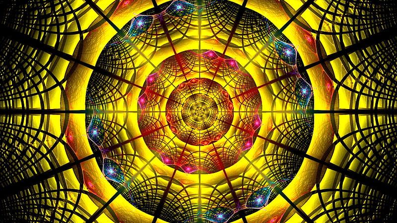 Mandala Pattern Bright Fractal Abstraction Trippy, HD wallpaper