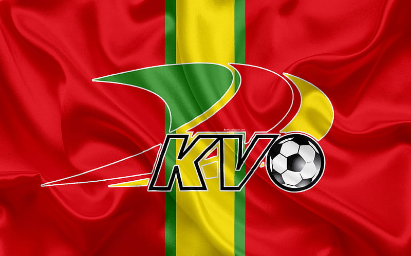 KV Oostende FC Belgian Football Club, logo, Oostende emblem, Jupiler League, Belgium Football Championships, Ostend, Belgium, football, silk flag, HD wallpaper