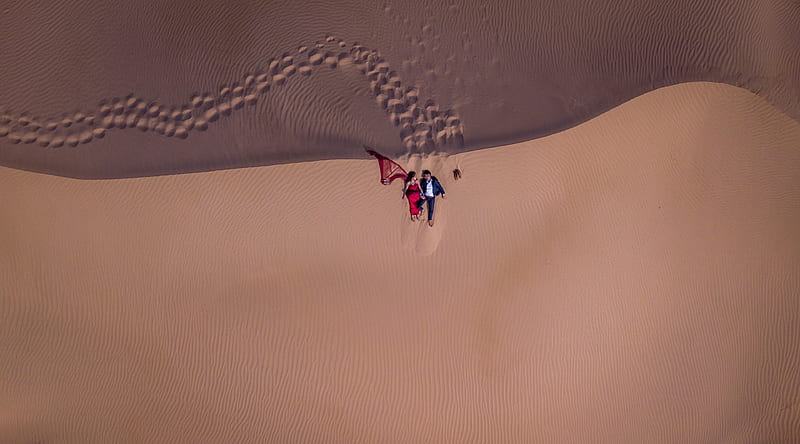 Lovestory Ultra, Love, View, Desert, Sand, Together, Aerial, HD wallpaper