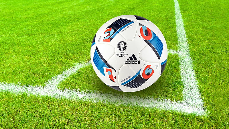 White Blue Orange Black Adidas Ball On Green Grass Football, HD wallpaper