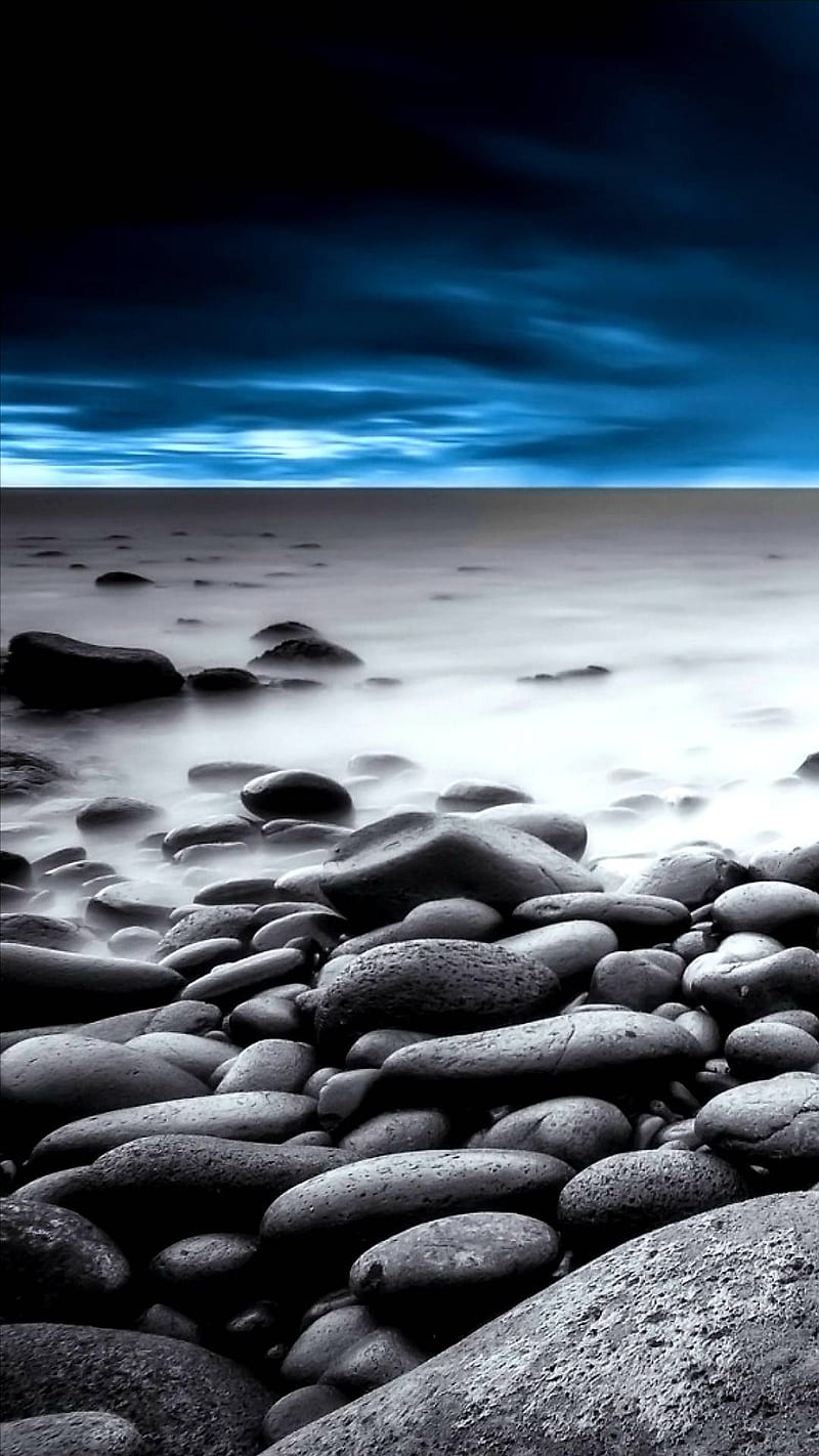 Deflector Oculto riesgo Azul, playa, negro, paisaje, paisajes, océano, piedra, piedras, agua, Fondo  de pantalla de teléfono HD | Peakpx
