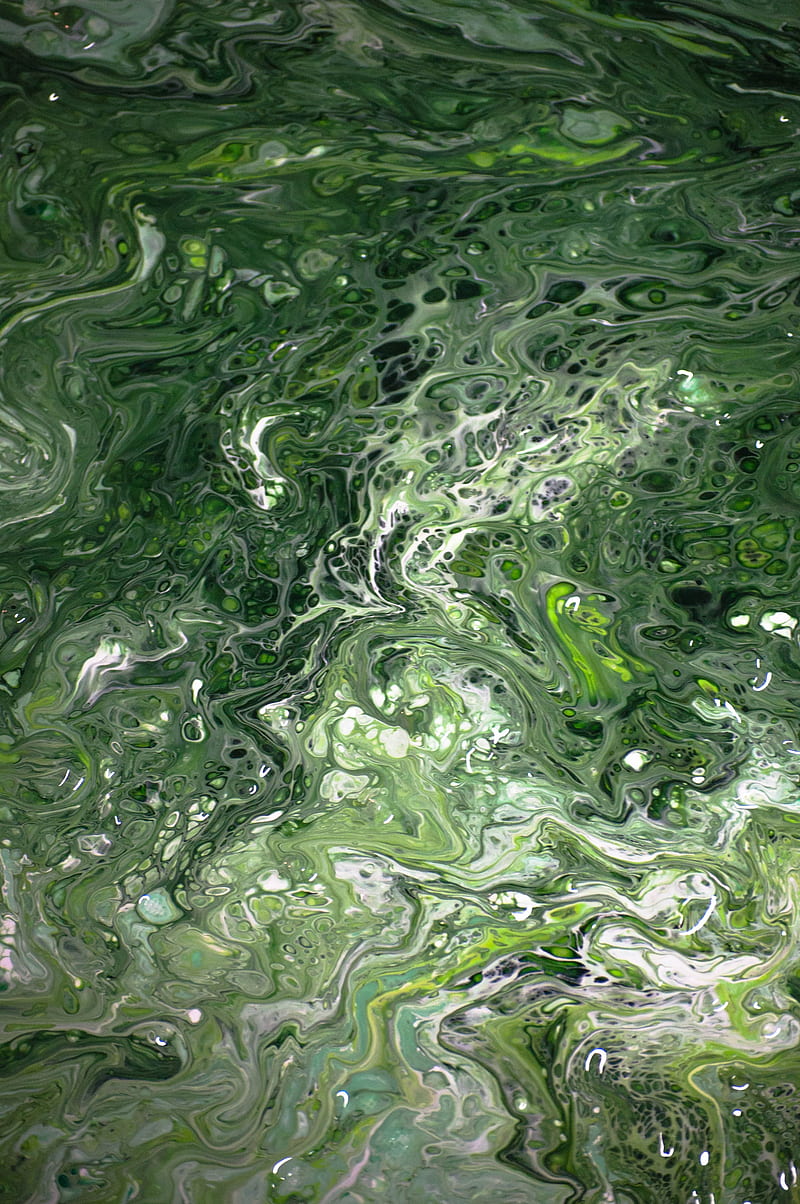 paint, liquid, stains, fluid art, abstraction, green, HD phone wallpaper