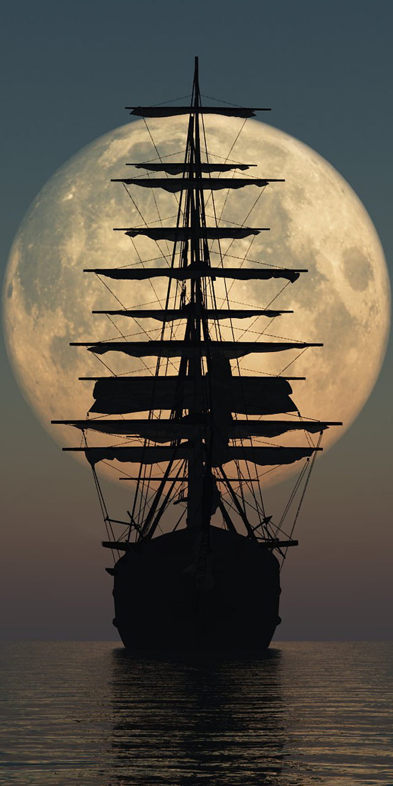 Ship, moon, ocean, boat, sea, HD phone wallpaper | Peakpx